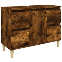 Armario de Lavabo de Madera Contrachapada Roble Ahumado 80x33x60cm