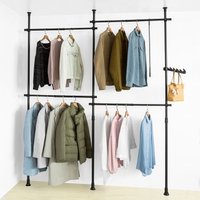 Perchero de Ropa Telescópico Altura Ajustable Sistema Extensible con 4 Barras