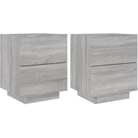Mesitas de noche con luces LED 2 uds Madera Ingeniería