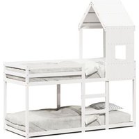 Cama Litera Con Techo Madera Maciza De Pino 90x200 Cm Vidaxl