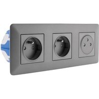 Toma de empotrar triple 2p + t16a con caja de empotrar de titanio Artezo