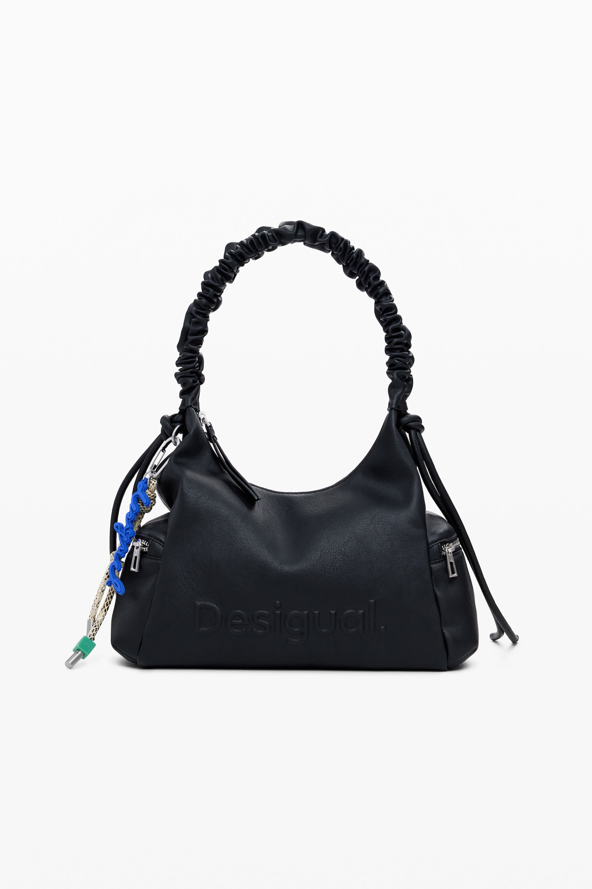 Bolso Desigual con logo 3D, asa fruncida, mediano