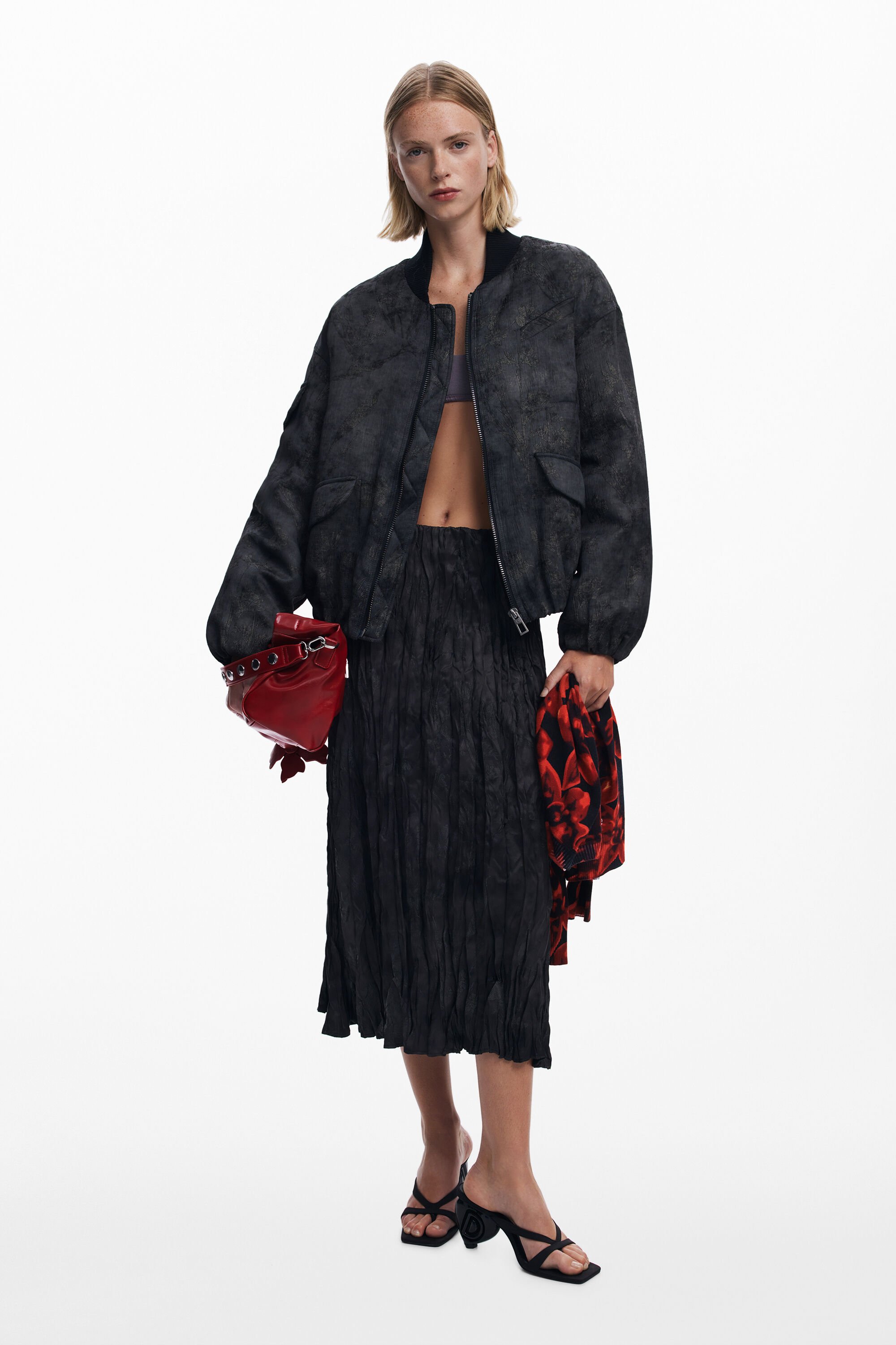 Desigual Falda midi pliegues