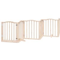 Puerta para perros plegable de 6 paneles de madera de álamo, 300 cm