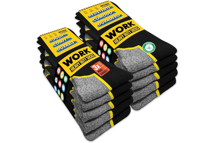 SOXCO 10 Pares de Calcetines de Trabajo para Hombre