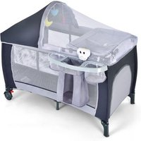 Cuna 4 en 1 para niños con bolsillos y puerta lateral - Costway