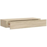 Estante con cajón de pared flotante Mdf Roble 60x23,5x10 cm