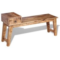 Banco con cajón de madera maciza de mango 120x36x60 cm (CFW46791)