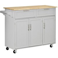 Isla de Cocina Homcom MDF y Madera de Caucho 121x46x91 cm