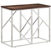 Mesa consola Traviesa de acero inoxidable y madera maciza Vidaxl