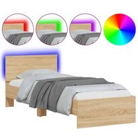 Estructura de Cama con Cabecero y Luces LED, Roble Sonoma 90x190 cm