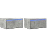 Mesitas de Noche de Pared con Luces LED Hormigón Vidaxl (2 uds)