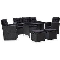 Set Muebles de Jardín 6 Piezas con Cojines de Ratán Sintético Vidaxl