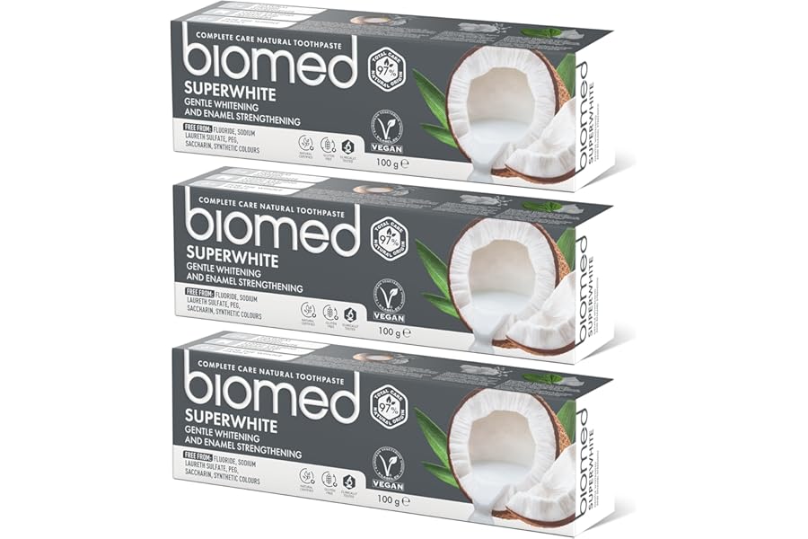 Biomed Superwhite Natural Crema Dental de Coco 100 g (Paquete de 3)