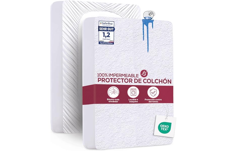 Utopia Bedding Protector Funda Colchón 150 x 200 x 40 cm Impermeable Certificación Oeko-Tex Transpira
