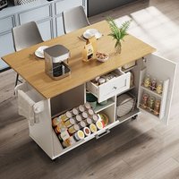 Isla de Cocina - Diseño Moderno - Almacenamiento Optimizado - Ruedas Bloqueables