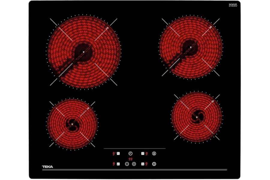 TEKA Vitrocerámica 4 Fuegos 60 cm con Control Táctil y Cronómetro – Sistema Fast-Click Modelo TZ 6