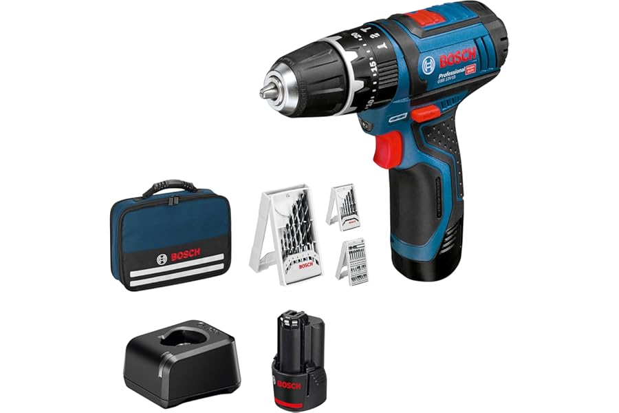 Bosch Professional 12V System GSB 12V-15 Taladro Percutor a Batería 2x2.0Ah 30 Nm