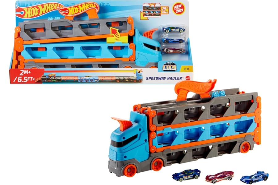 Hot Wheels City Camión autopista y pista de 2 metros con lanzador (Mattel HGH33)