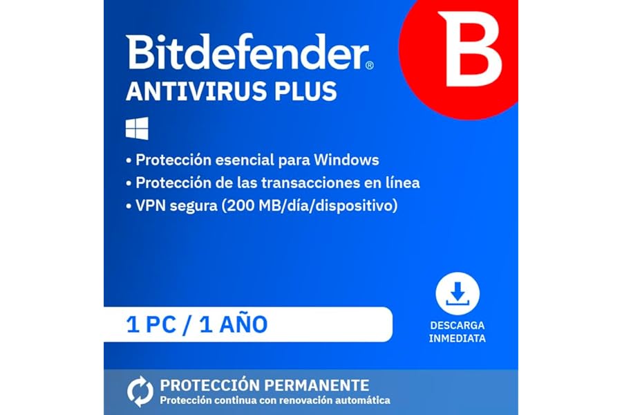 Bitdefender Antivirus Plus 2025 para PC - 1 dispositivo, 1 año
