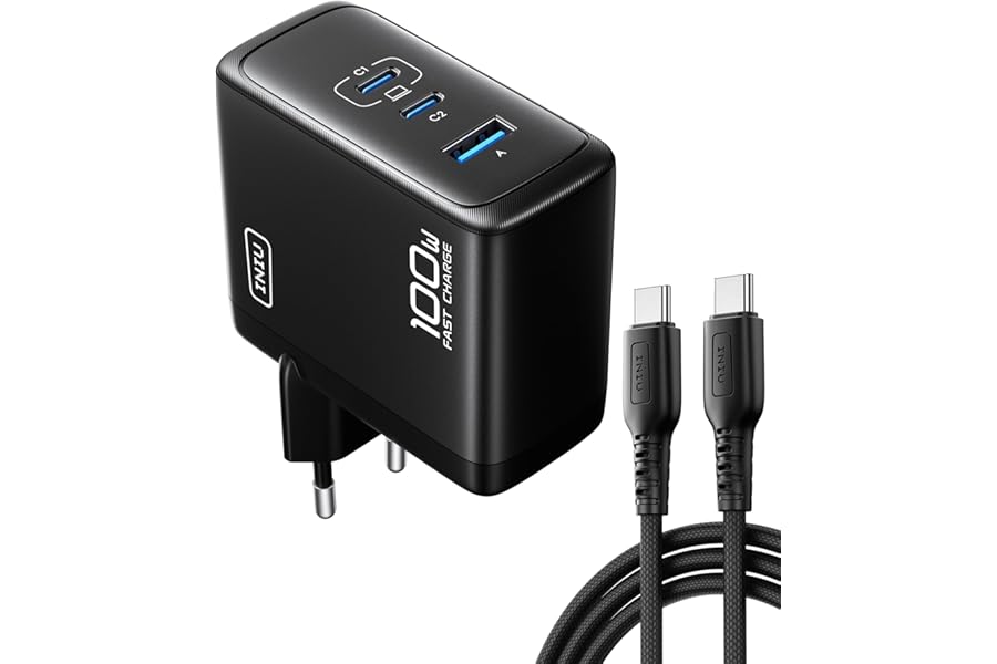 INIU Cargador USB-C 100W 3 Puertos con Power Delivery (PD) Compacto y Portátil