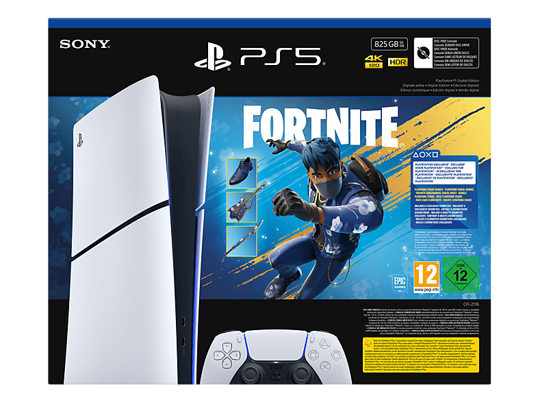 Sony PS5 Slim Digital Edition 825 GB SSD 4K con mando + Pack Fortnite Flowering Chaos