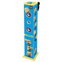 Torre de sonido Bluetooth con altavoces potentes, luces, micrófono y función de cambio de voz - Minions