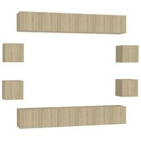 Set de Muebles de Salón con TV, 10 piezas, Madera Roble Sonoma