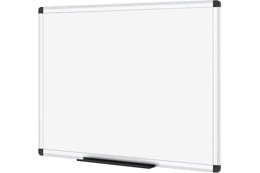 VIZ-PRO Pizarra Magnética con Marco de Aluminio y Bandeja para Rotuladores, 90 x 60 cm