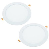 2x Downlight LED 18W Redondo Plano de Empotrar Aro de Aluminio Hueco 200-205mm