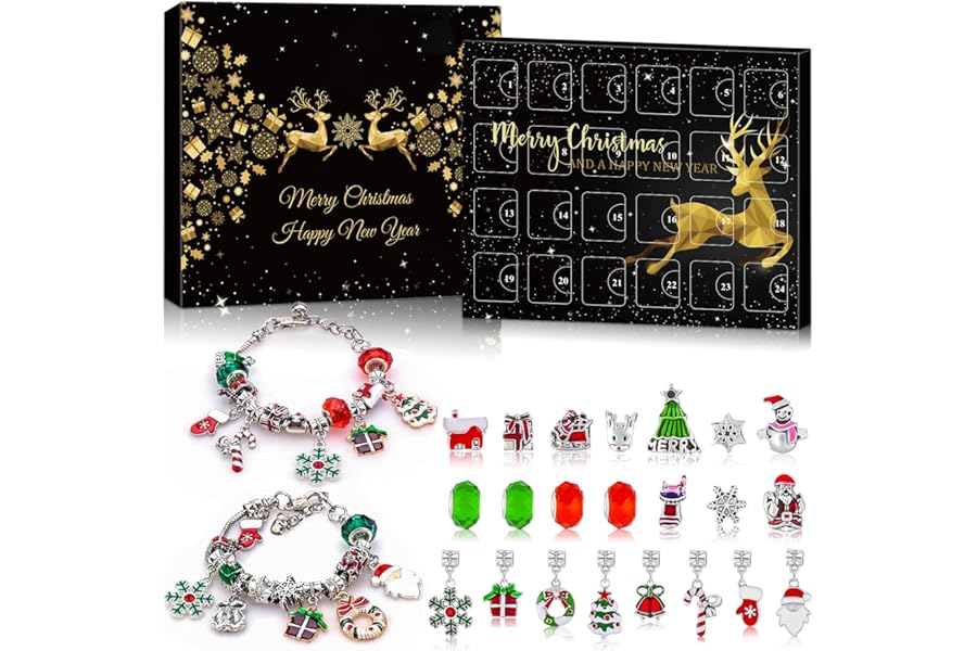 Calendario de Navidad Adwenskalenda 2025 con 24 manualidades y pulsera