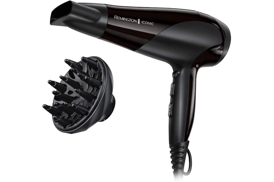 Remington Secador de Pelo Ionic Dry 2200 W, 3 Temperaturas, Concentrador y Difusor