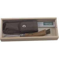 Estuche de madera para navaja de setas Opinel con cepillo de pelo de jabalí