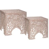 Juego de 2 Mesas Nido Madera Tallada