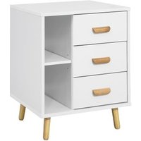 Sobuy Fbt95-w Mesita de Noche con 3 Cajones y 3 Estantes, 48x40x60 cm