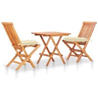 Set de Bistró de Madera Maciza Teca 3 piezas con Cojines Vidaxl