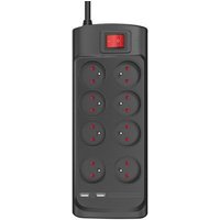 Alargador Protector de Sobretensión CA 8 Tomas + 2 USB-A - Noir Monster