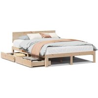Estructura de cama con cajones de madera maciza de pino 135x190 cm – Vidaxl