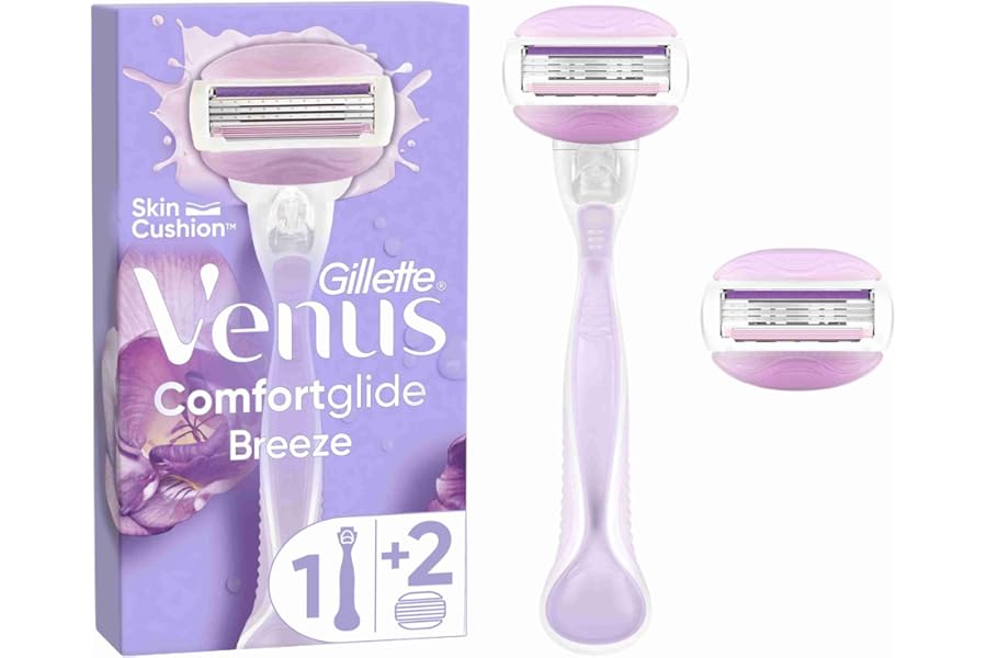 Gillette Venus ComfortGlide Breeze Máquinilla de Depilación Para Mujer + 2 Cuchillas de Recambio