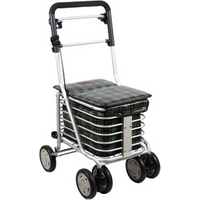 Carrito de compra andador para ancianos con frenos, cesta y asiento