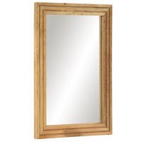 Espejo de baño de madera maciza con mango rugoso y vidrio 50x70 cm Vidaxl