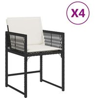 Sillas de jardín con cojines 4 unidades de ratán sintético