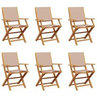 Sillas de jardín plegables 6 uds madera maciza y tela Vidaxl