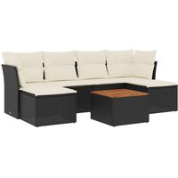 Set de comedor de jardín 7 piezas con cojines de rattan sintético