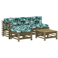 Juego de Muebles de Jardín 5 piezas + Cojines de Madera de Pino Impregnada