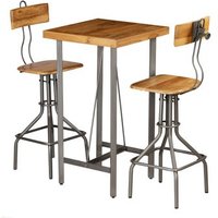 Set de Mesa y Sillas de Bar de Madera Teca Reciclada 3 Piezas - Vidaxl