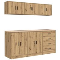 Armarios 6 unidades para garaje de madera roble V1984