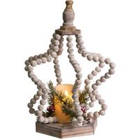 Decoración de Navidad LED de Madera de Abeto Hecho a Mano Vela