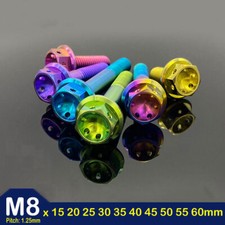 Perno de brida hexagonal perforado titanio M8 x 1,25 mm (15-60 mm)