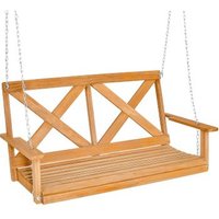 Banco columpio de madera de 2 plazas con cadenas ajustables Costway 134x60x65 cm